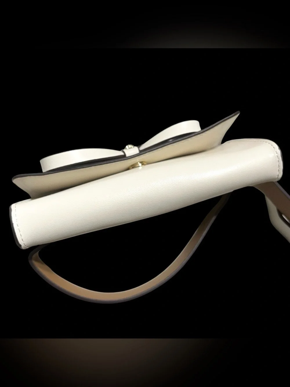 Kate Spade Women's Genuine Leather Belt Bag - White/Ivory with Bow Detail - S/M